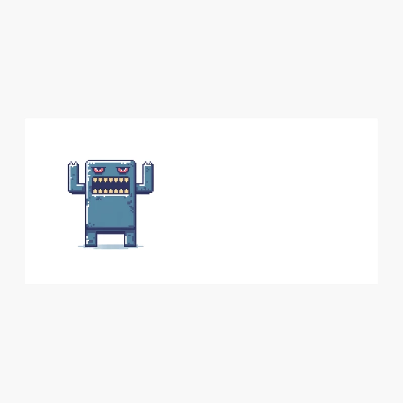 Pixelated Blue Monster Character with Angry Expression Coffee Mug