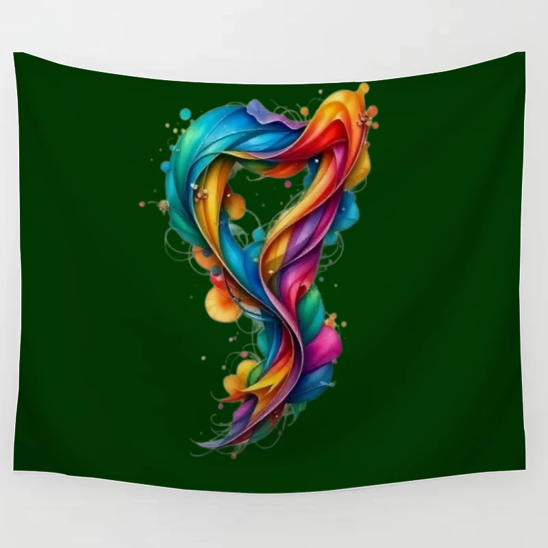 Vibrant Rainbow Swirl Abstract Digital Art Tapestry