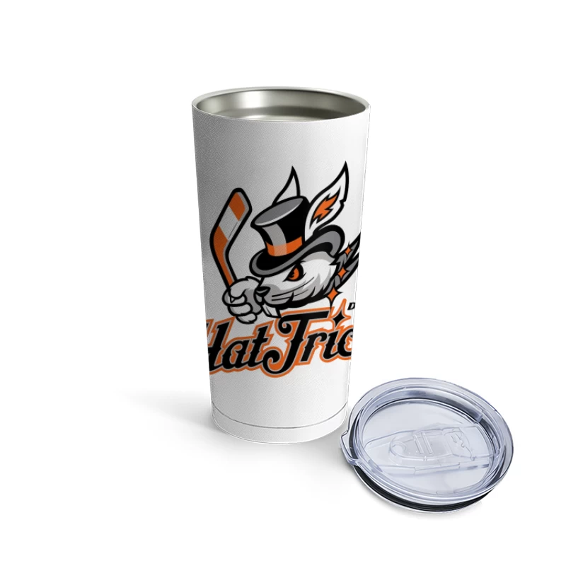 Danbury Hat Tricks Hockey Team Logo with Rabbit Mascot Travel Mug