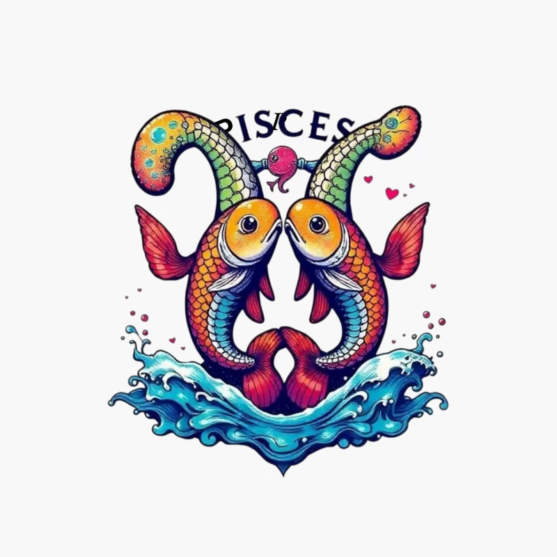 Colorful Pisces Astrology Illustration Cotton Tote Bag