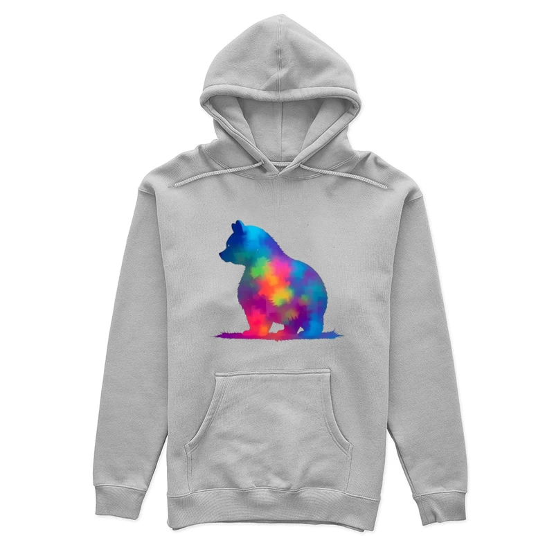 Rainbow Watercolor Bear Silhouette Art Female Pullover Hoodie