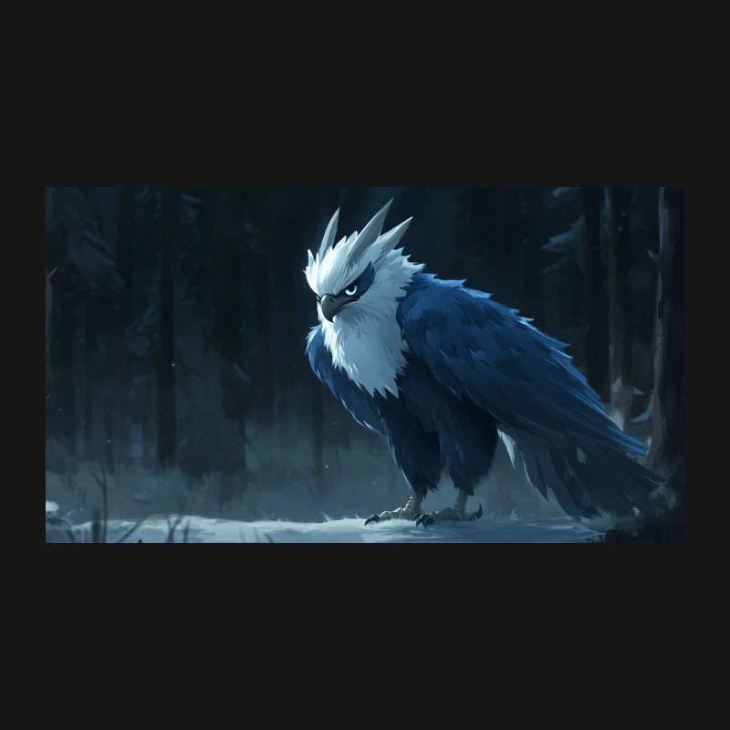 Majestic Blue Griffin in Wintry Forest Desk Mat