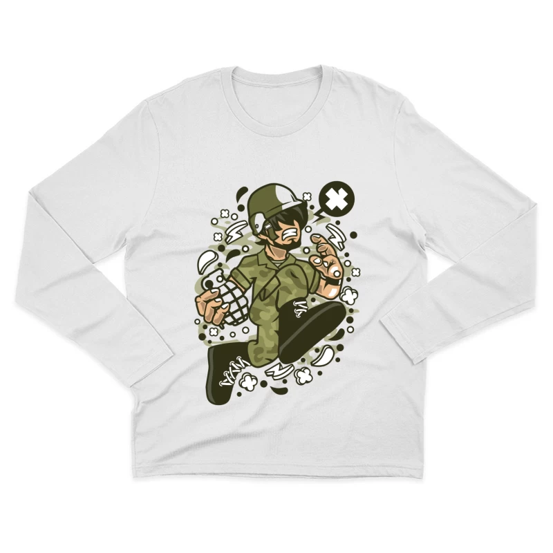 Soldat Cartoon Dynamique Homme Manches Longues T-Shirt