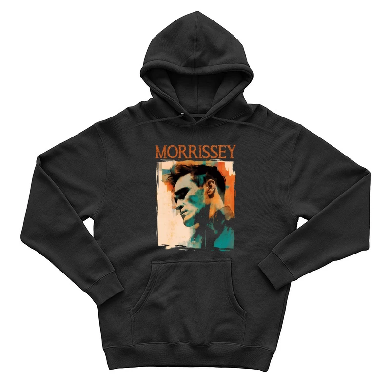 Artistic Watercolor Portrait with Morrissey Typography Male Pullover Hoodie