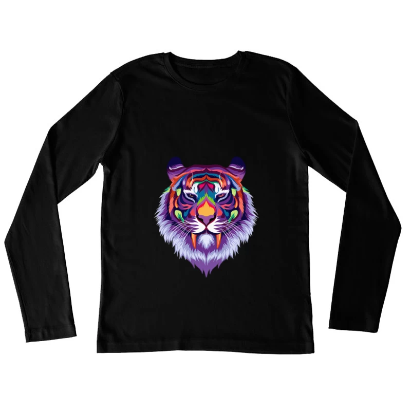 Buntes Tiger Porträt Kunst Damen Langarm T-Shirt