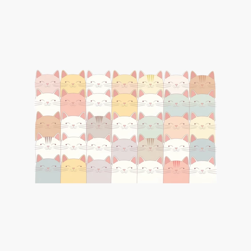 Cute Pastel Cat Pattern Illustration Cotton Tote Bag