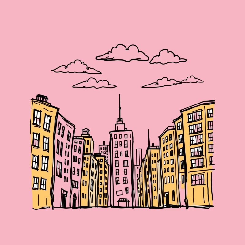 Cityscape Illustration Tapestry