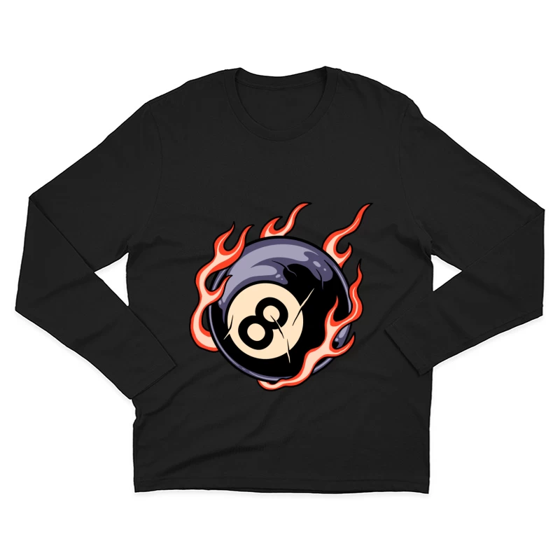 Flaming Eight Ball Illustration Male Long Sleeve T-Shirt