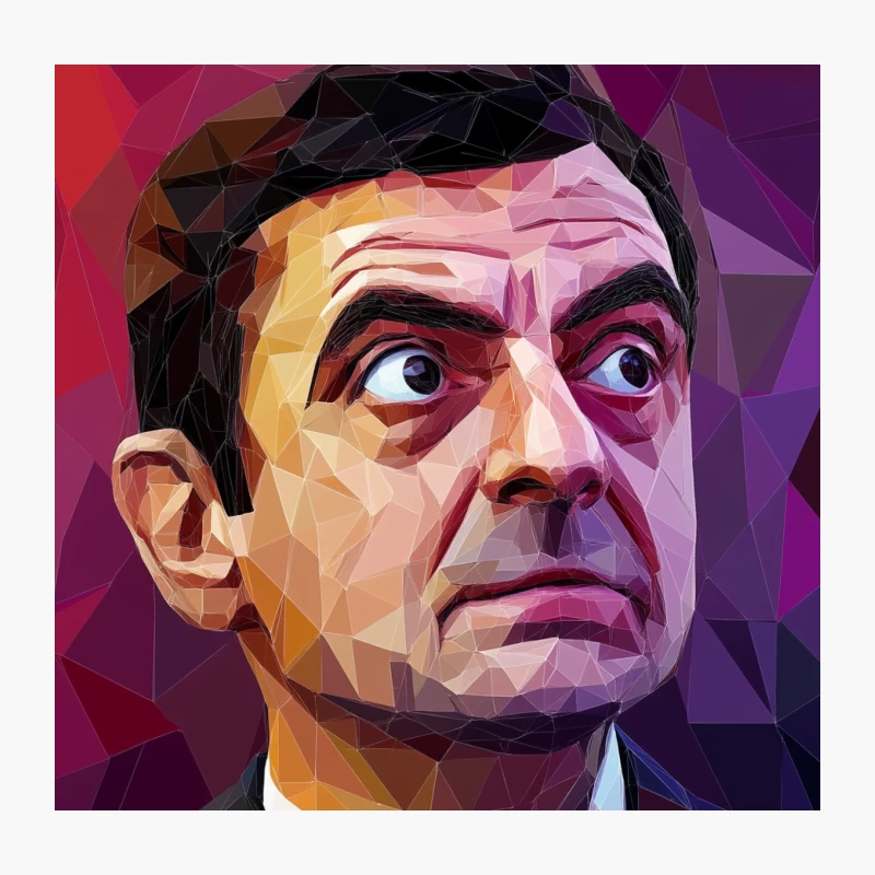 Geometric Low Poly Portrait with Intense Expression Throw Pillow