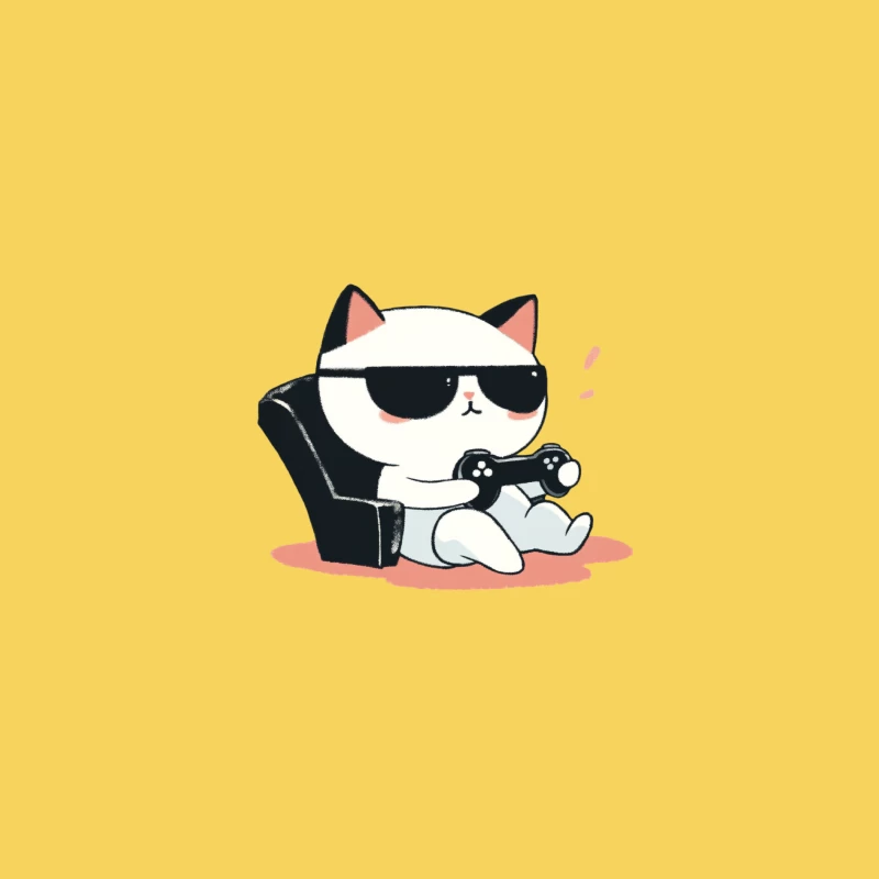 Cool Cartoon Cat Gaming with Sunglasses Bucket Hat