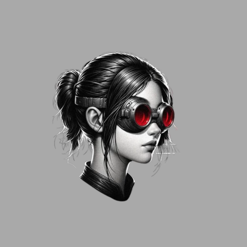 Monochrome Portrait with Red Steampunk Goggles Male Pullover Hoodie