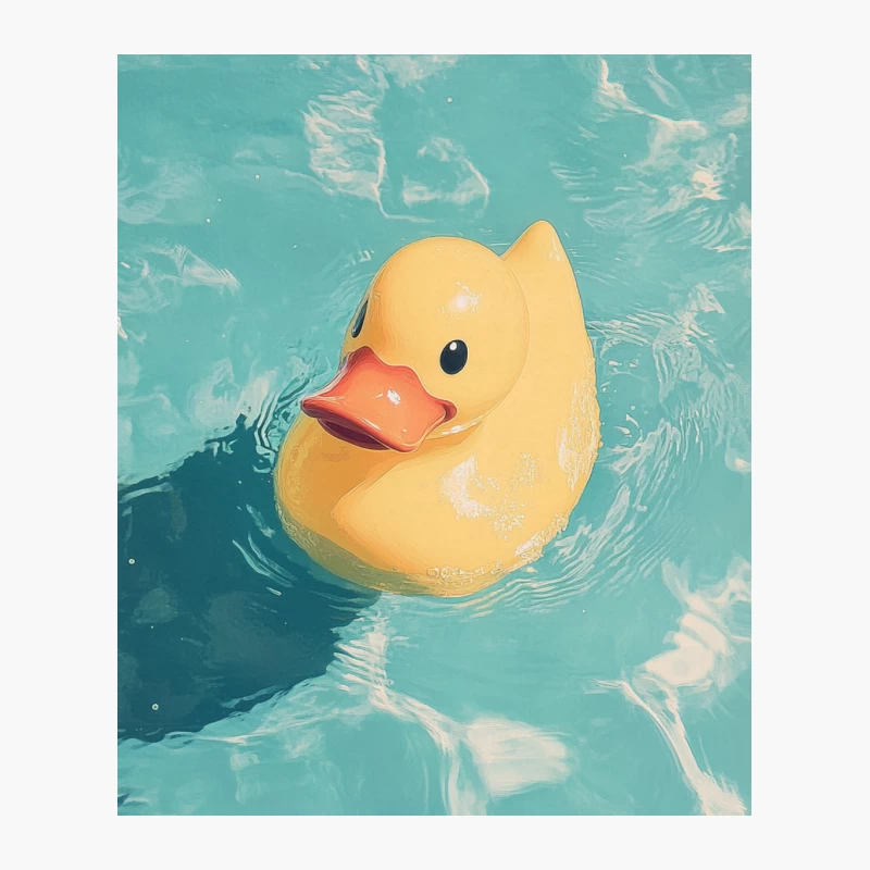 Cute Yellow Rubber Duck Floating in Turquoise Pool Water Cotton Tote Bag