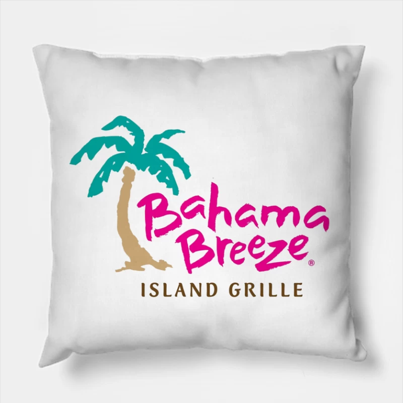 Bahama Breeze Island Grille Restaurant Logo with Tropical Palm Tree Throw Pillow