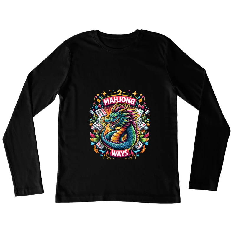 Majestic Dragon with Mahjong Tiles Female Long Sleeve T-Shirt