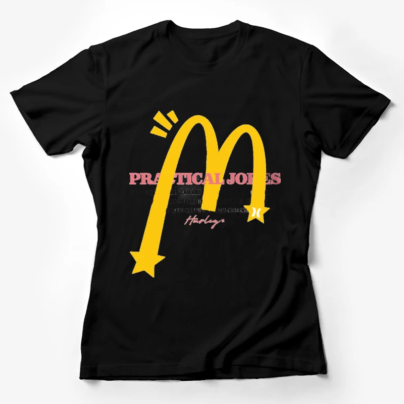 Praktische Streiche Design mit gelbem Stern Damen T-Shirt