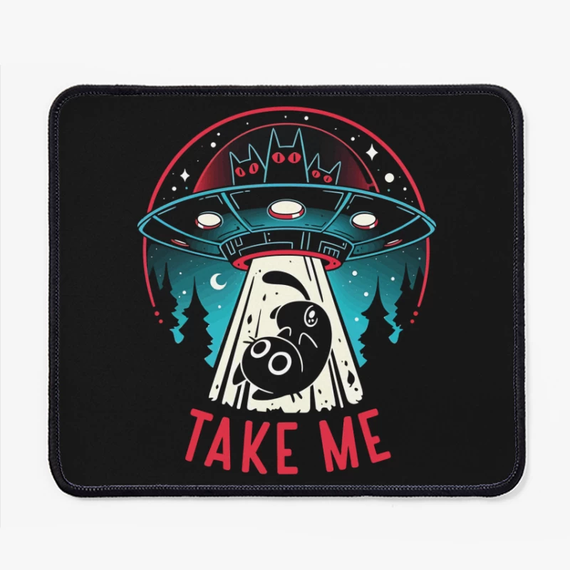 Take Me – UFO & Cat Abduction Whimsy Mouse Pad