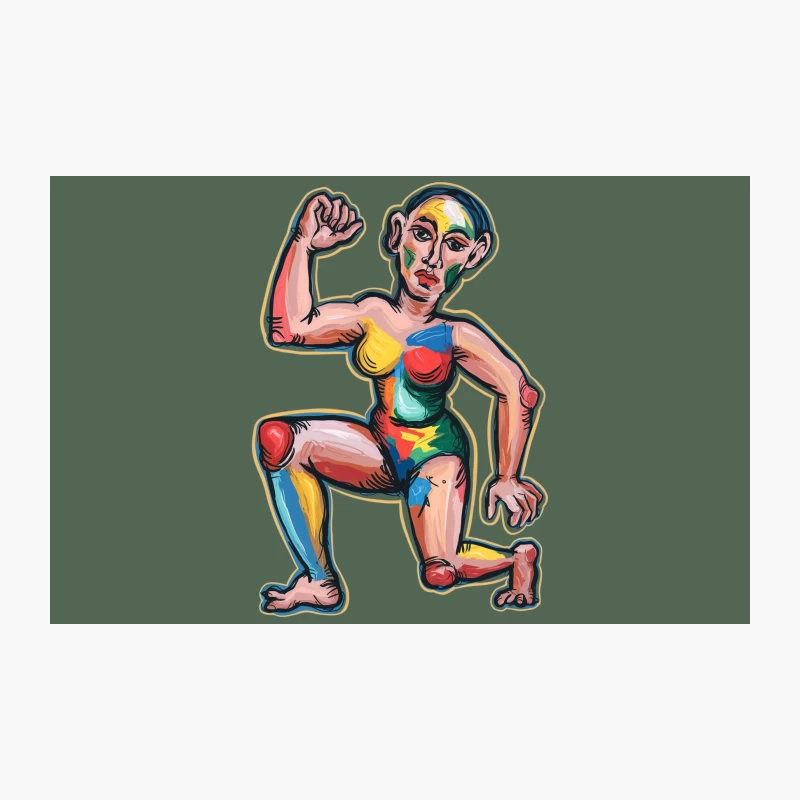 Colorful Modern Art Figure in Power Pose Travel Mug