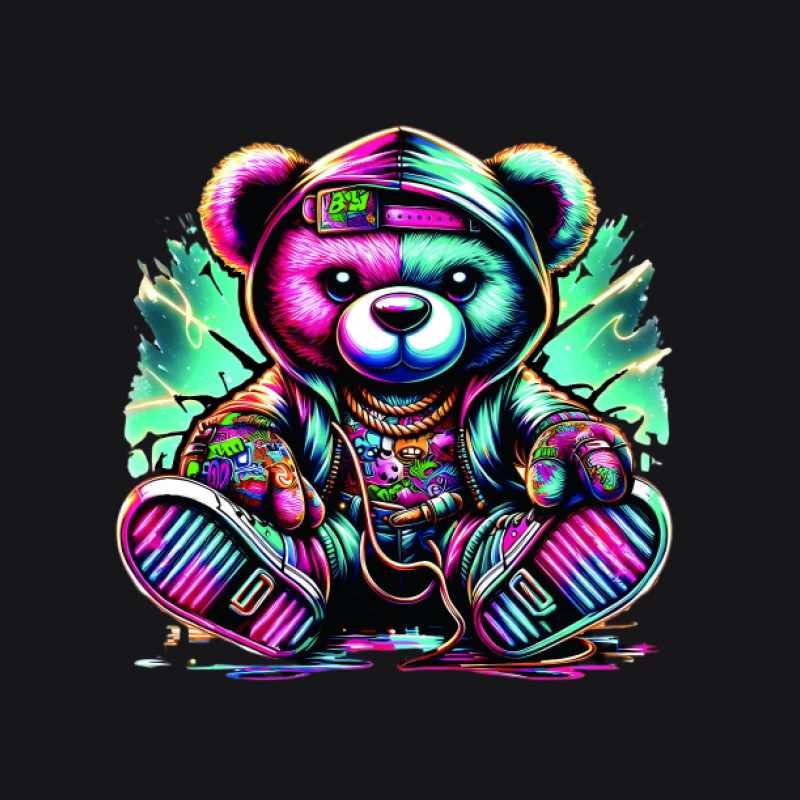 Graffiti-Bär mit Kapuze Herren Pullover Hoodie
