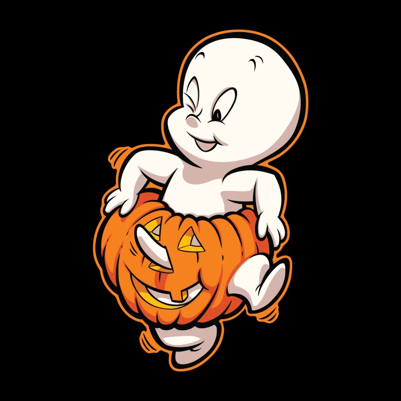 Casper the Friendly Ghost in a Pumpkin Costume Throw Pillow