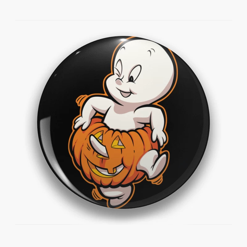 Casper the Friendly Ghost in a Pumpkin Costume Pin