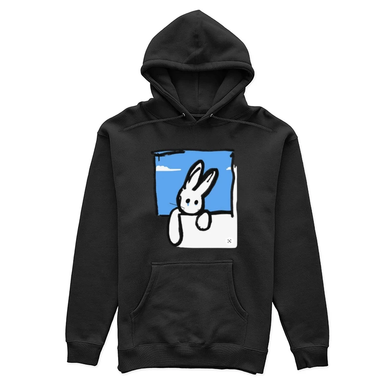Niedlicher Kaninchen-Illustration im Fenster Damen Pullover Hoodie