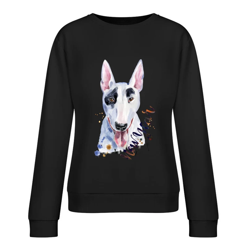 Aquarelle de Bull Terrier pour le Nouvel An Femme Sweat-shirt à enfiler