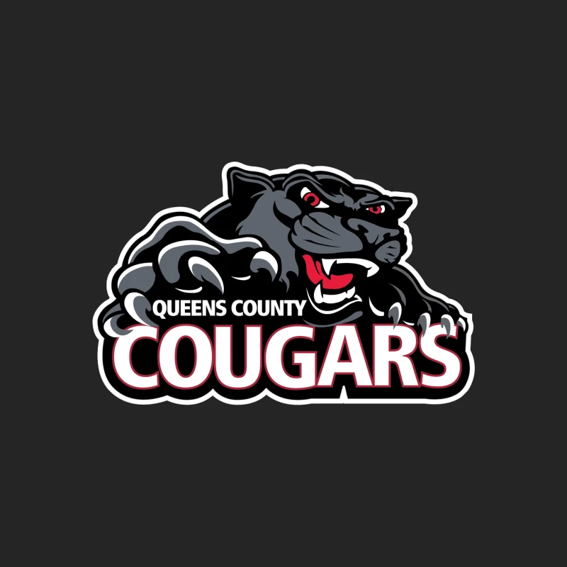 Queens County Cougars Sports Team Logo with Black Cougar Mascot Male Pullover Sweatshirt