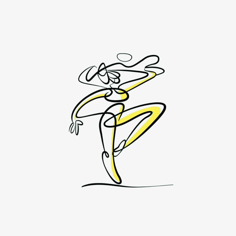 Graceful Minimalist Line Art: Abstract Dancer in Motion Female Long Sleeve T-Shirt