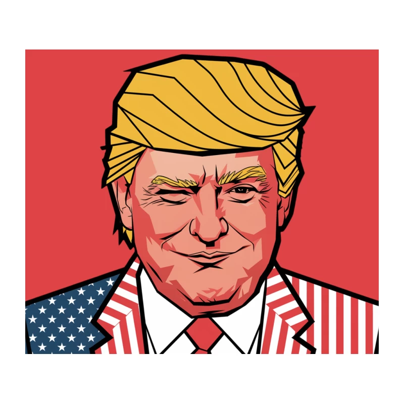 Patriotic Cartoon Illustration of Political Figure in American Flag Suit Tapestry