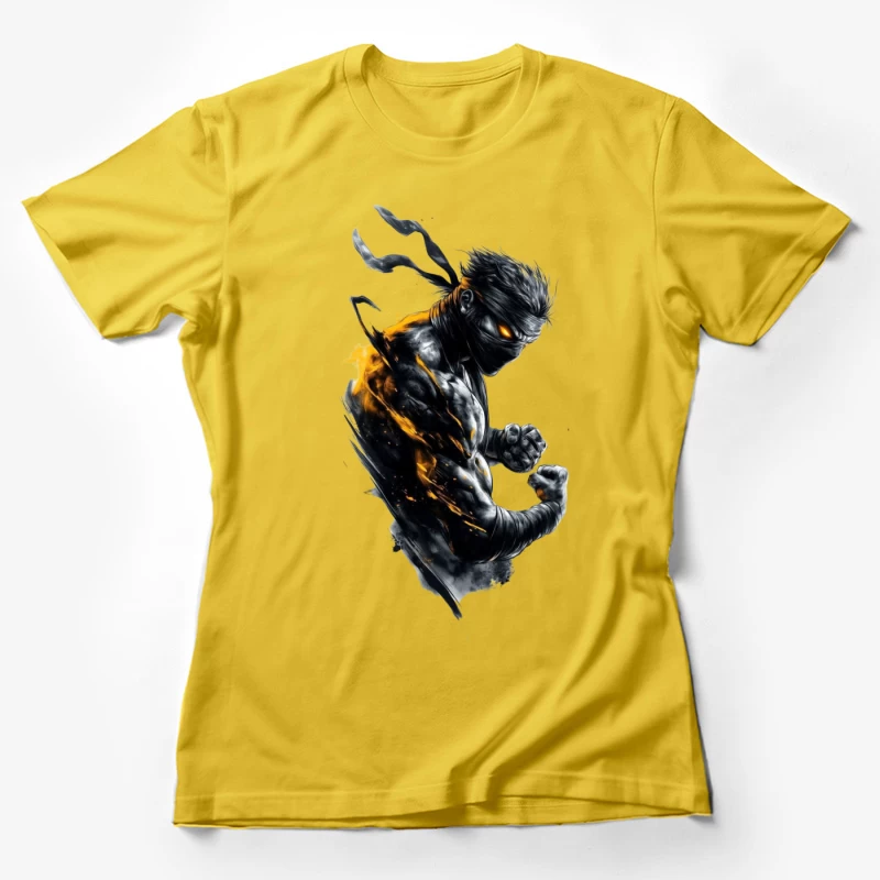 Dynamic Ninja Warrior in Action Art Female T-Shirt