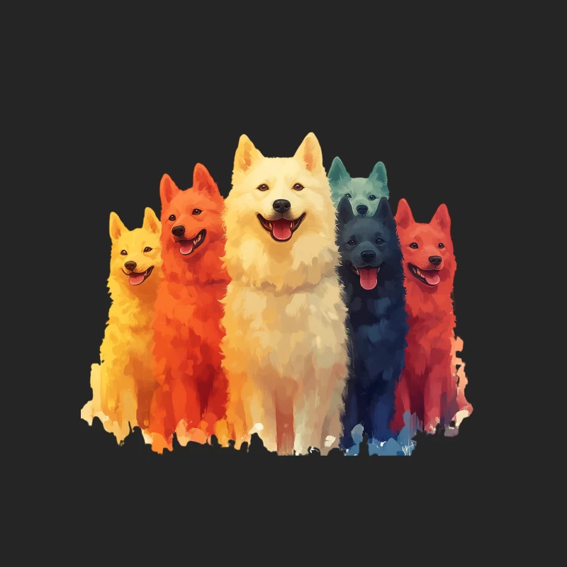 Colorful Painted Pack of Cheerful Dogs Female Pullover Sweatshirt