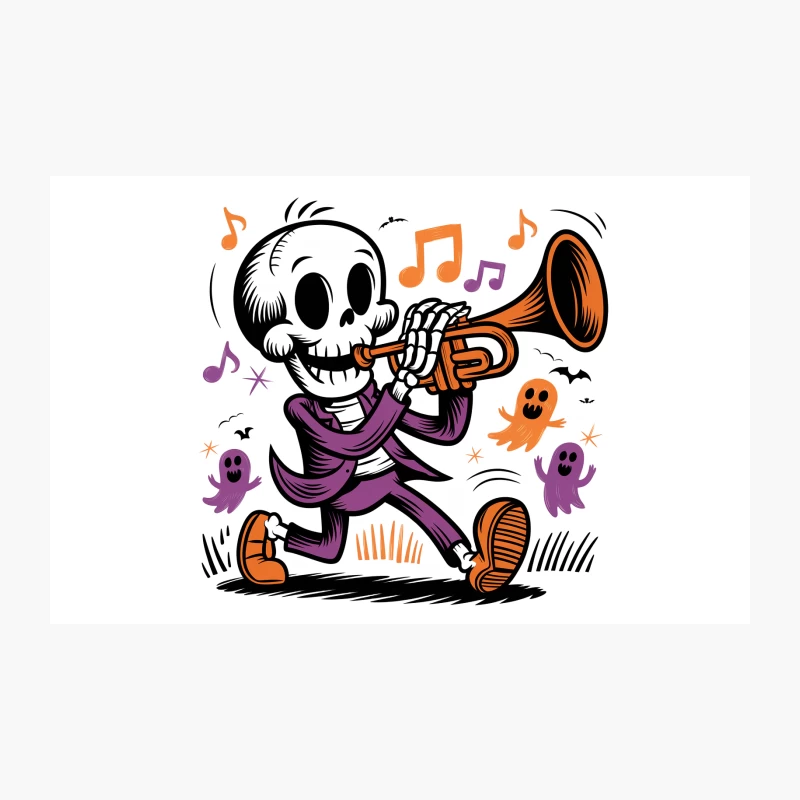 Spooky Skeleton Trumpeter's Halloween Jazz Travel Mug