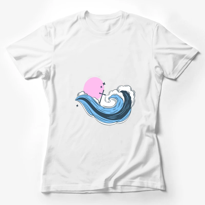 Illustration de Vague et Lune Femme T-Shirt