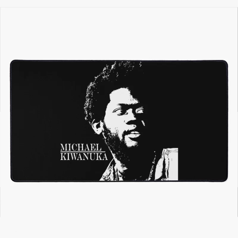 Black and White Line Art Portrait of Michael Kiwanuka Desk Mat