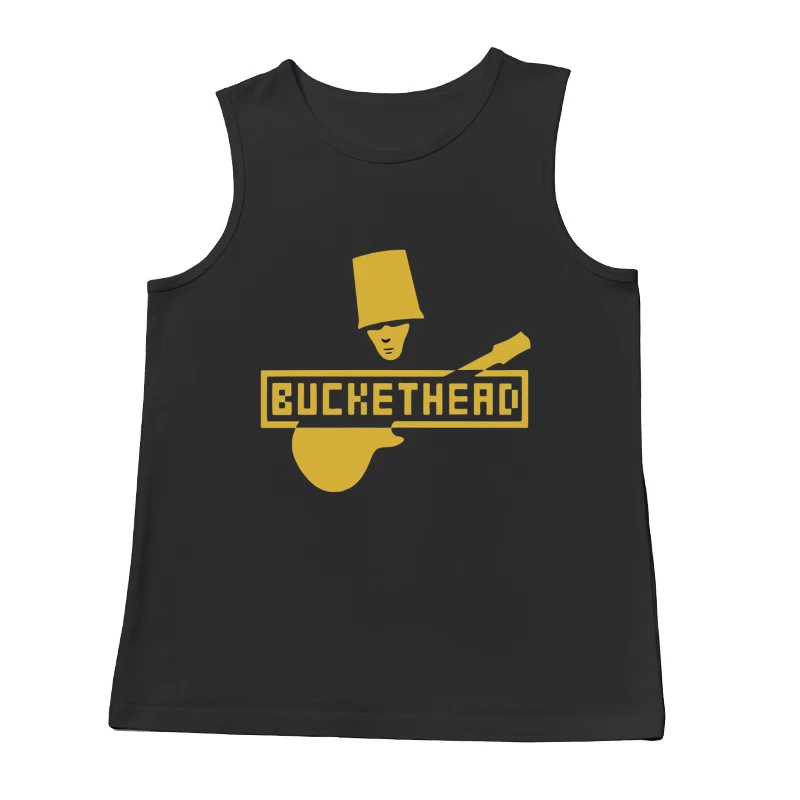 Gold Buckethead Guitar Player Logo Design Male Tank Top