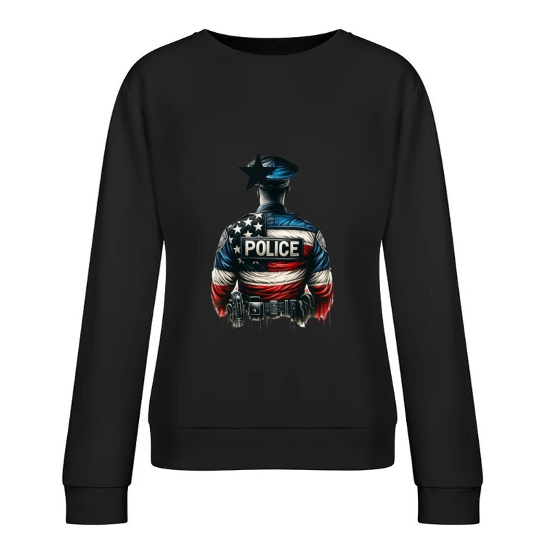 Patriotic Police Art Illustration Female Pullover Sweatshirt