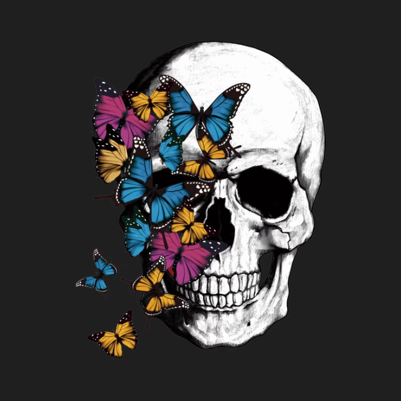 Totenkopf umgeben von bunten Schmetterlingen Herren Tanktops