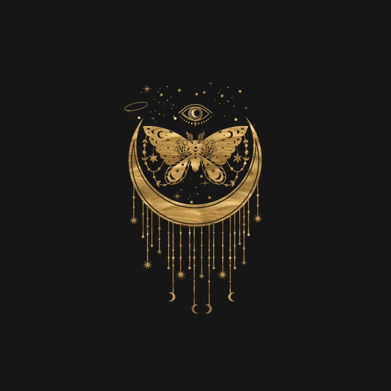 Mystisches Mond-Design mit Schmetterling Herren Langarm T-Shirt