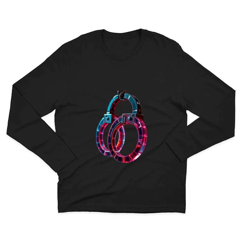 Illuminated Cyberpunk Handcuffs with Neon Pink and Blue Glow Male Long Sleeve T-Shirt