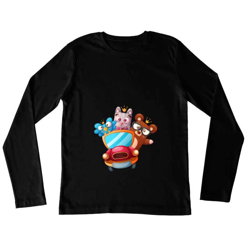 Animaux mignons en voiture Femme Manches Longues T-Shirt