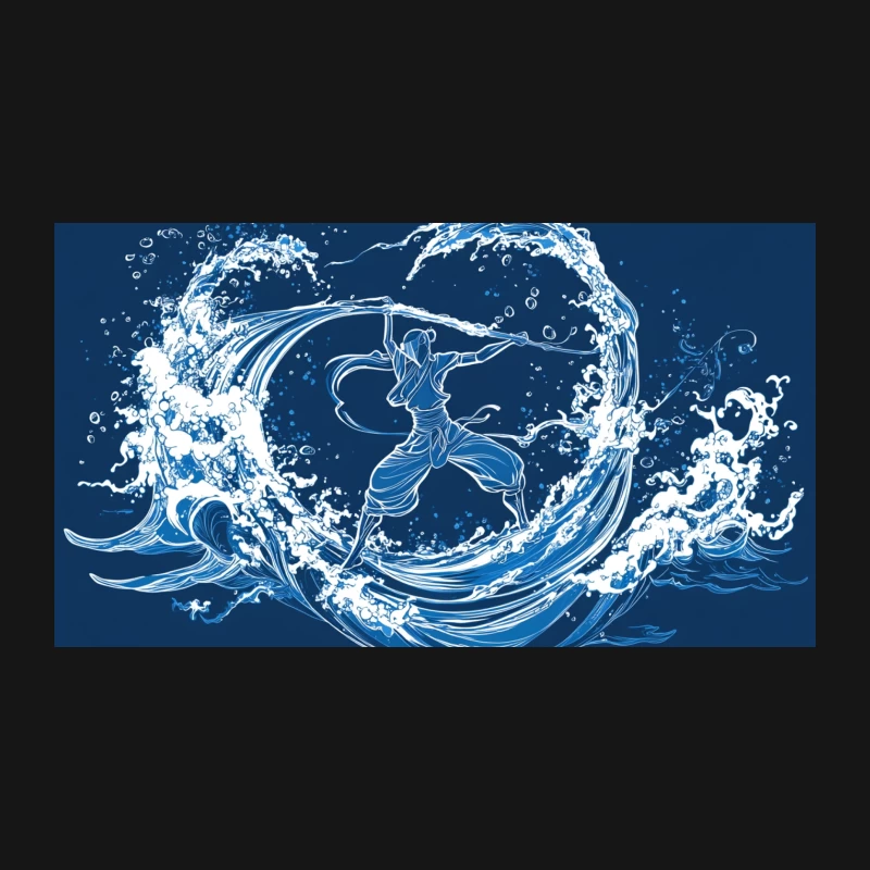 Water Bending Avatar: Dynamic Fantasy Illustration Desk Mat