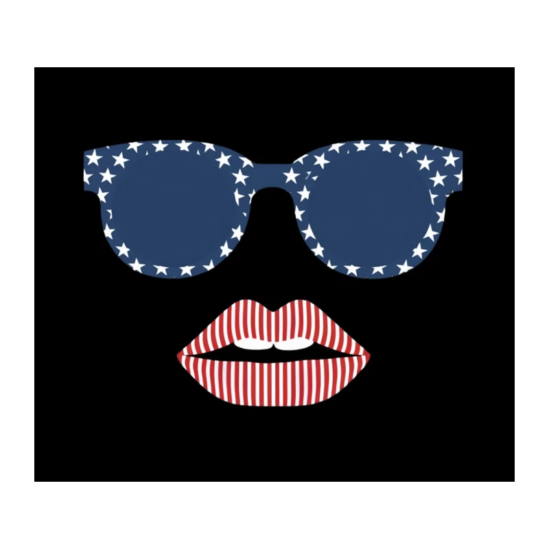 Patriotic American Flag Sunglasses and Lips Minimal Art Design Tapestry