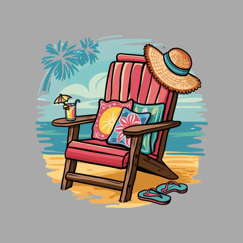 Relaxing Beach Chair Setup with Summer Accessories Male Pullover Hoodie