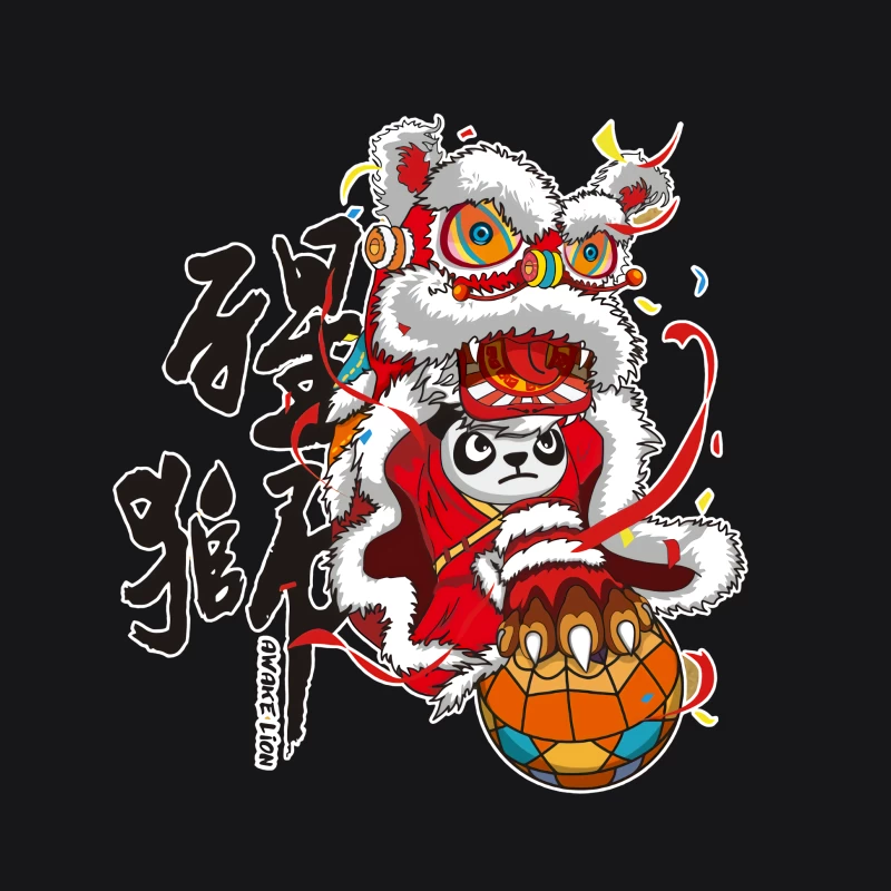 Panda-Löwentanz mit Fußball Herren Pullover Hoodie