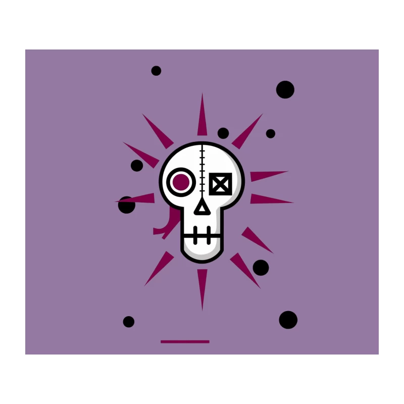 Geometric Purple and Black Minimalist Skull Symbol Art Tapestry