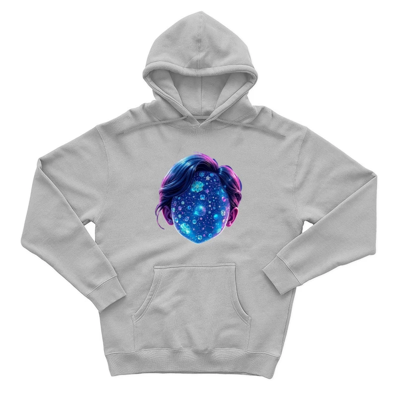 Ethereal Cosmic Portrait with Galaxy-Patterned Face Male Pullover Hoodie