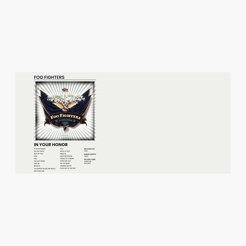 Foo Fighters' 2005 Album "In Your Honor" Cover and Track Listing Coffee Mug
