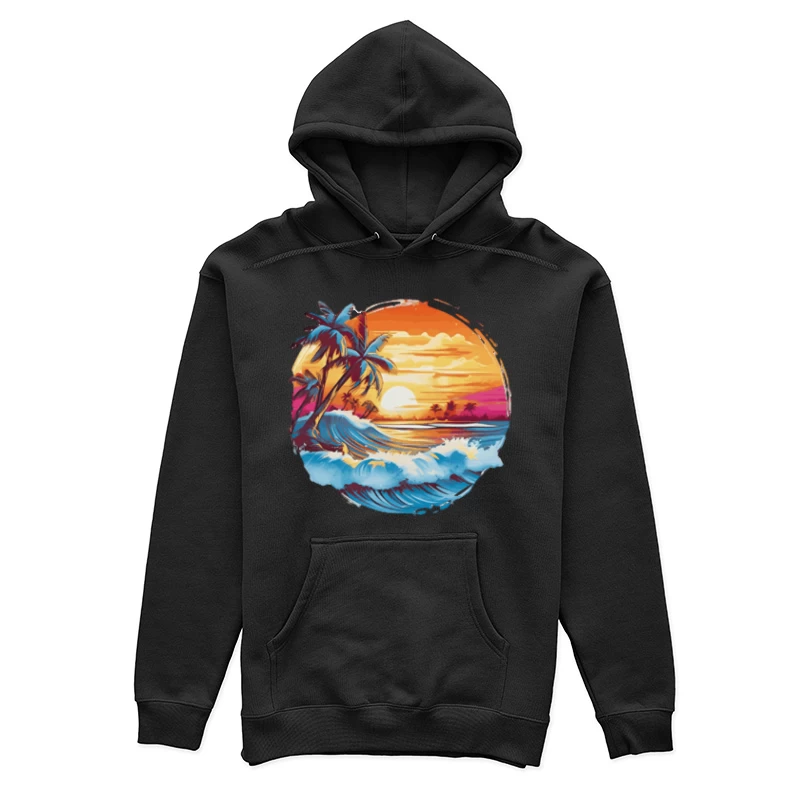 Tropischer Sonnenuntergang mit Wellen Damen Pullover Hoodie