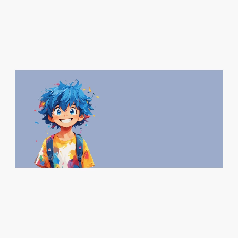 Cheerful Anime Boy with Blue Hair in Colorful Attire Coffee Mug