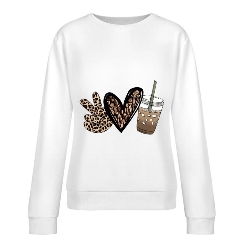 Frieden, Liebe und Eiskaffee Damen Pullover Sweatshirt